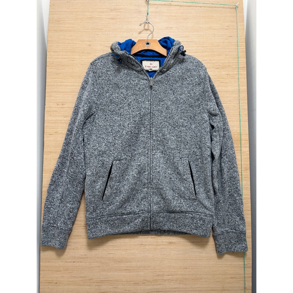 Cape Juby‎ Mens Grey Marl Full Zip Hoodie Quilted Blue Lining Size Medium